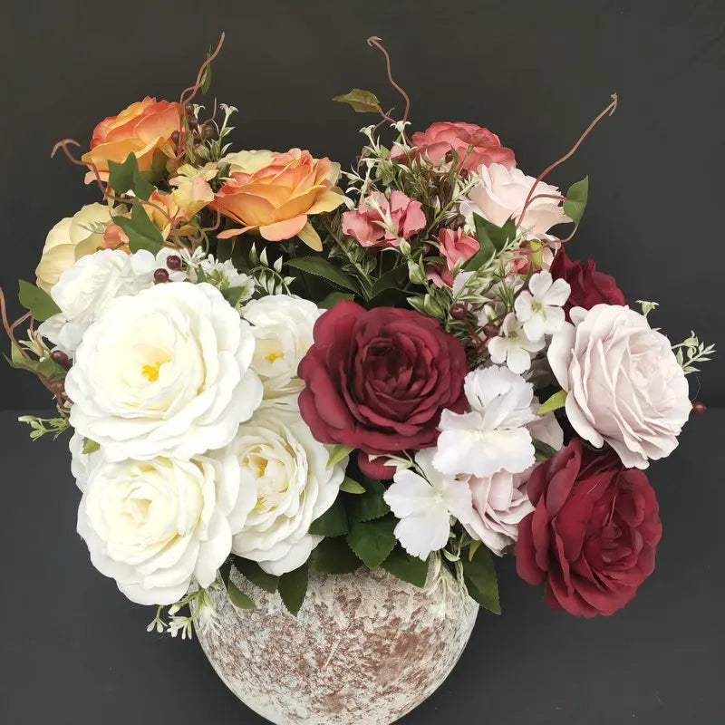 bouquet de roses en soie pour décoration de mariage et jardin - vue 6 sur 15