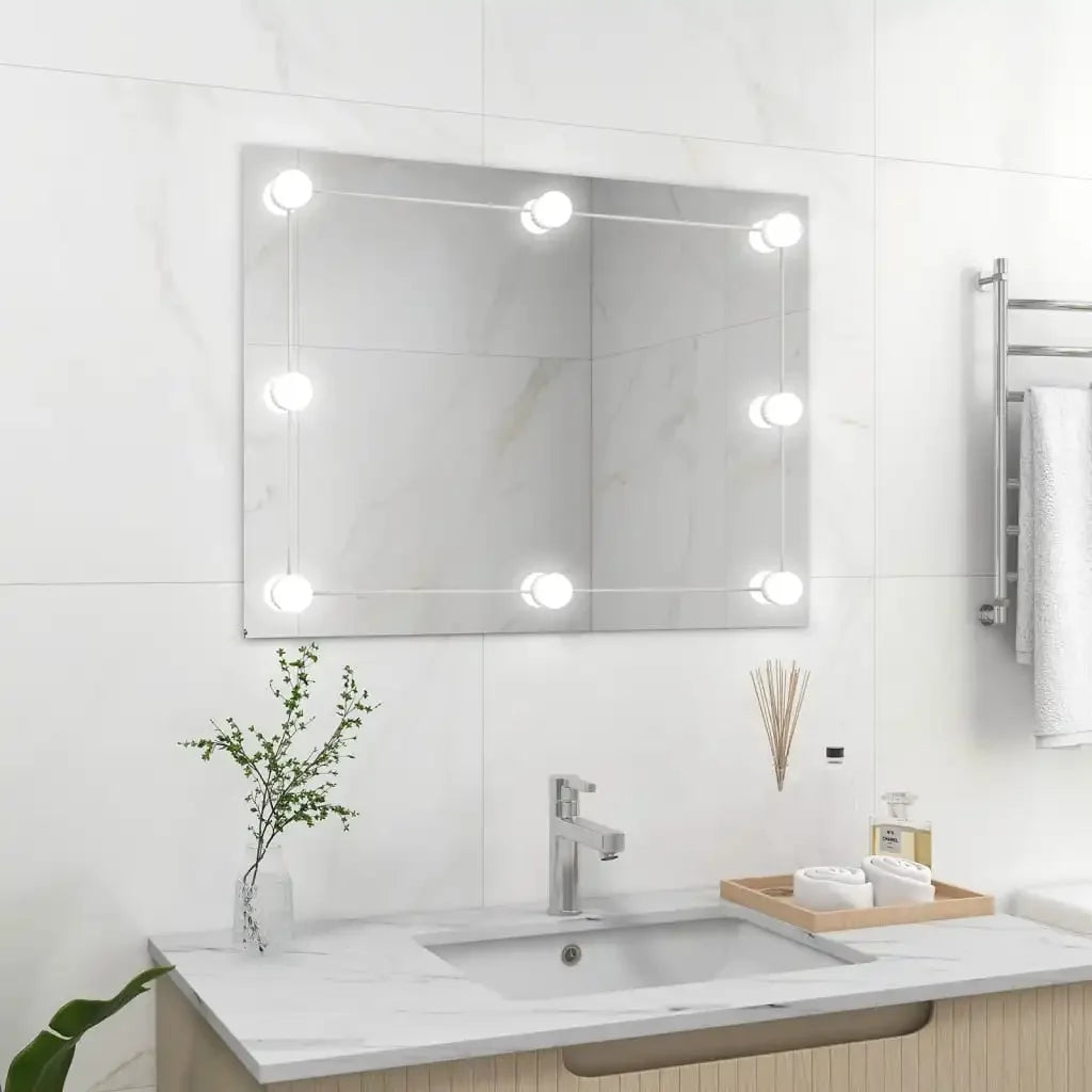 Frameless Wall Mirror with Glass Rectangular LED Lamps, Home Decoration Wall Wall Decoration Living Room Decoration - vue 1 sur 7