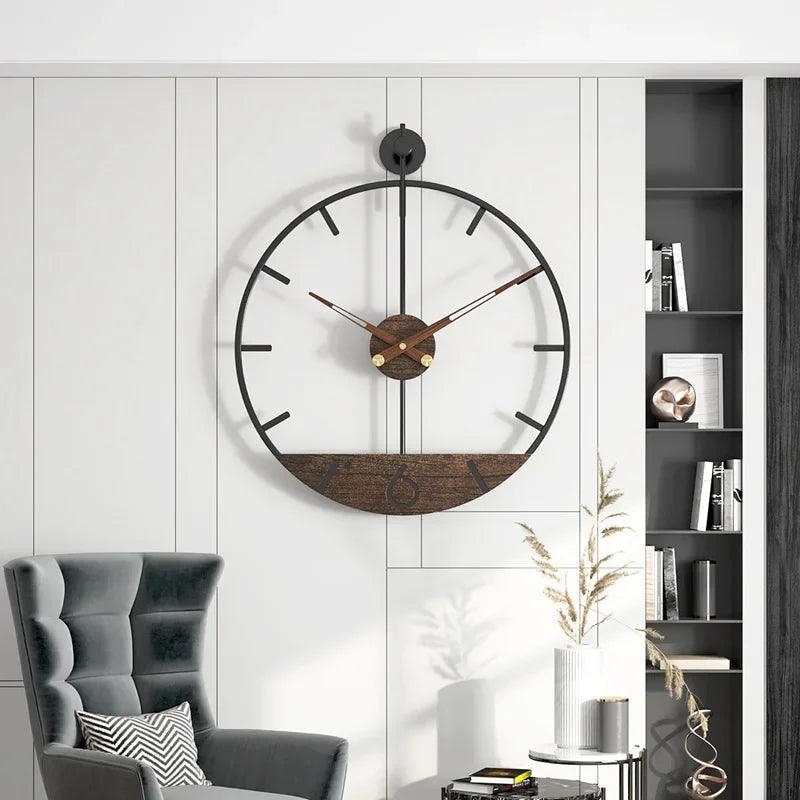 horloge murale en fer design rétro nordique créative décoration intérieure - vue 6 sur 6