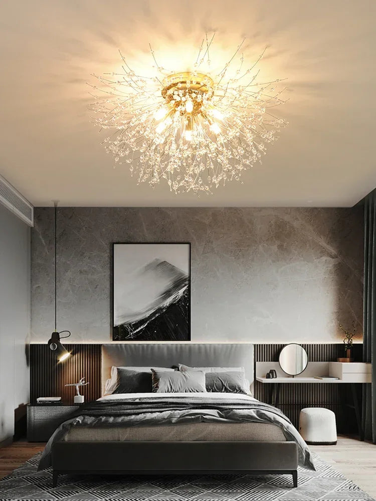 Modern Dandelion Crystal Pendant, Living Room, Dining Room, Bedroom Ceiling Light, Room Light, Fireball Decorative Light - vue 4 sur 12