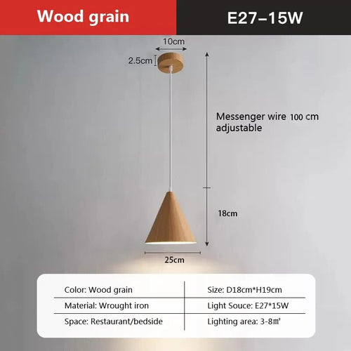 Suspension LED moderne en noyer massif - vue 6 sur 10