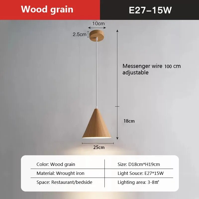 Suspension LED moderne en noyer massif - vue 5 sur 10