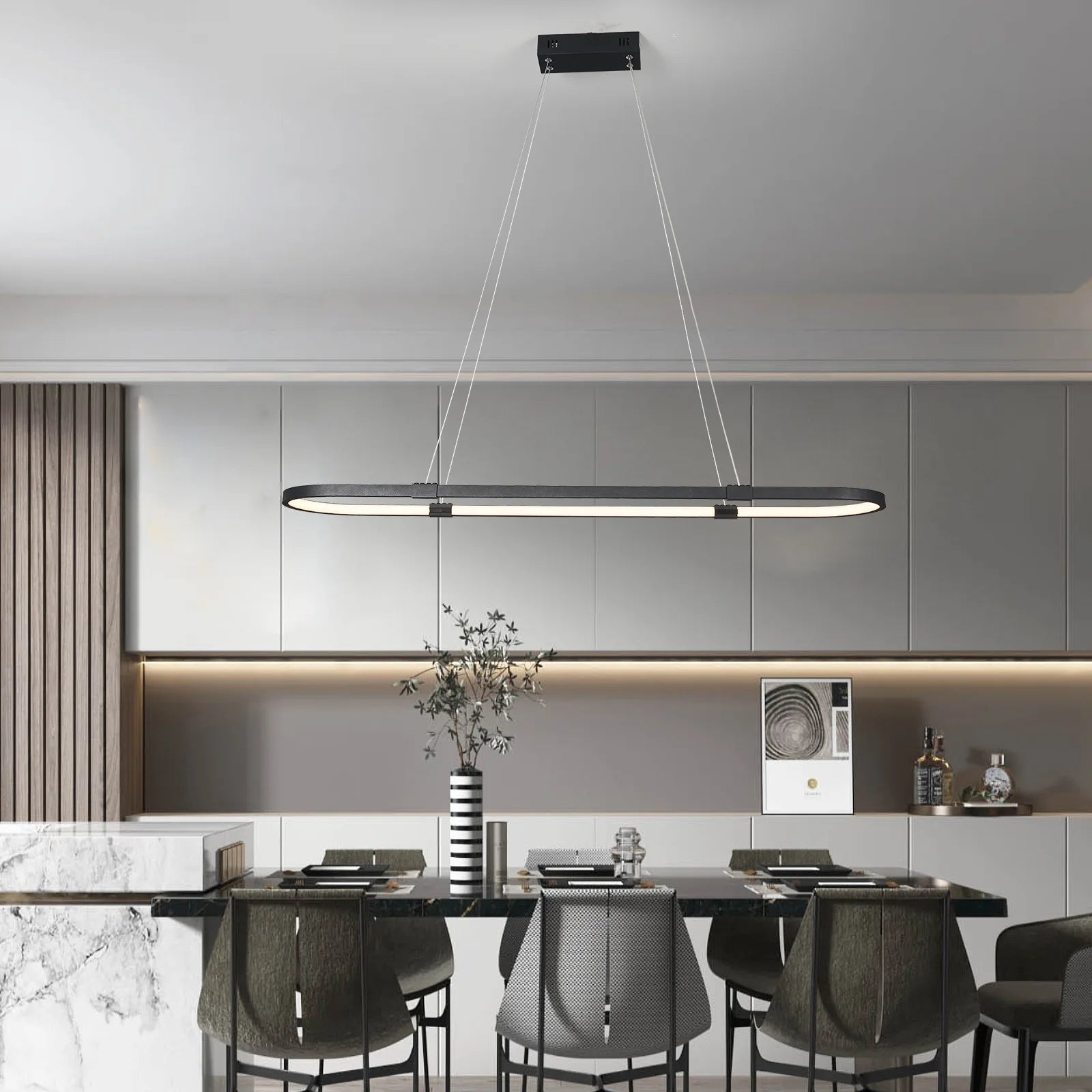 suspension moderne à led pour décoration intérieure linéaire et élégante - vue 4 sur 7