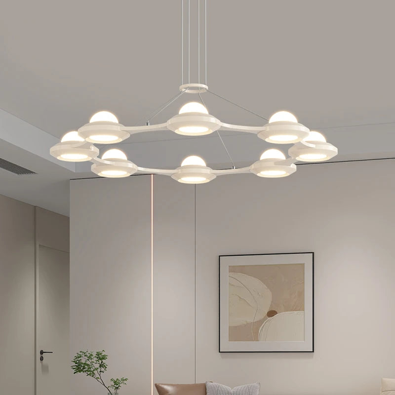 lustre moderne minimaliste trois têtes style crème italienne - vue 3 sur 12