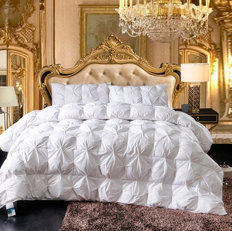 3D Bread White Goose Down Filler Comforter King Queen Size Duvet Insert, 100% Cotton Cover, All Seasons Quilt Thicken Blanket