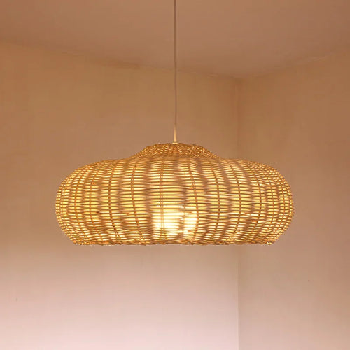 suspension vintage en rotin style chinois fait main pour café et restaurant