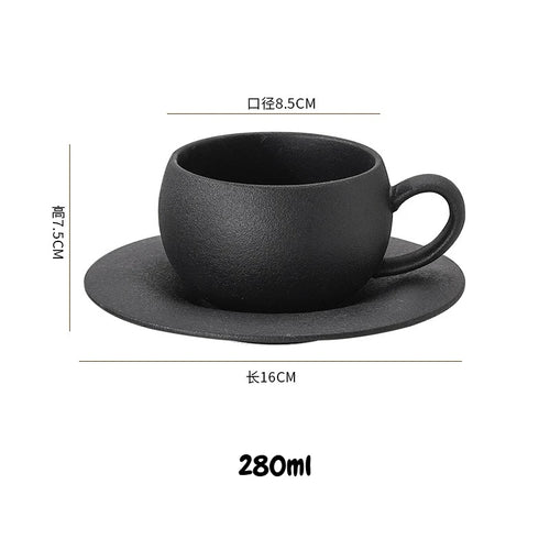 Mug ceramique style pierre volcanique avec soucoupe