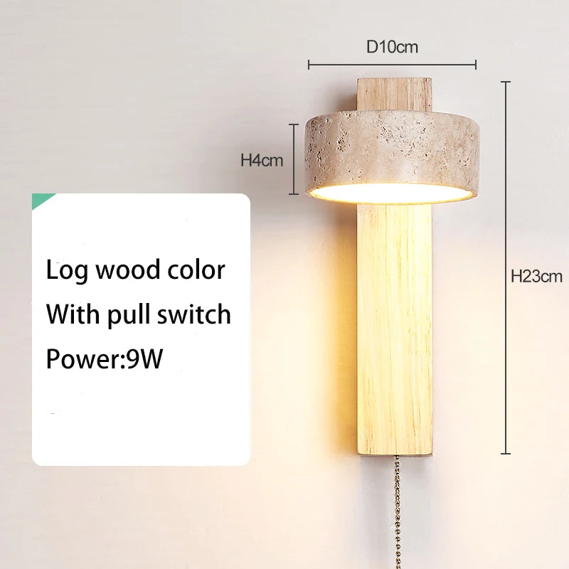 Applique murale bois noyer led rotatif tirer - vue 7 sur 9