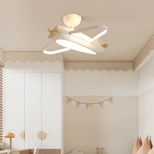plafonnier avion dessin animé en bois pour chambre d'enfant