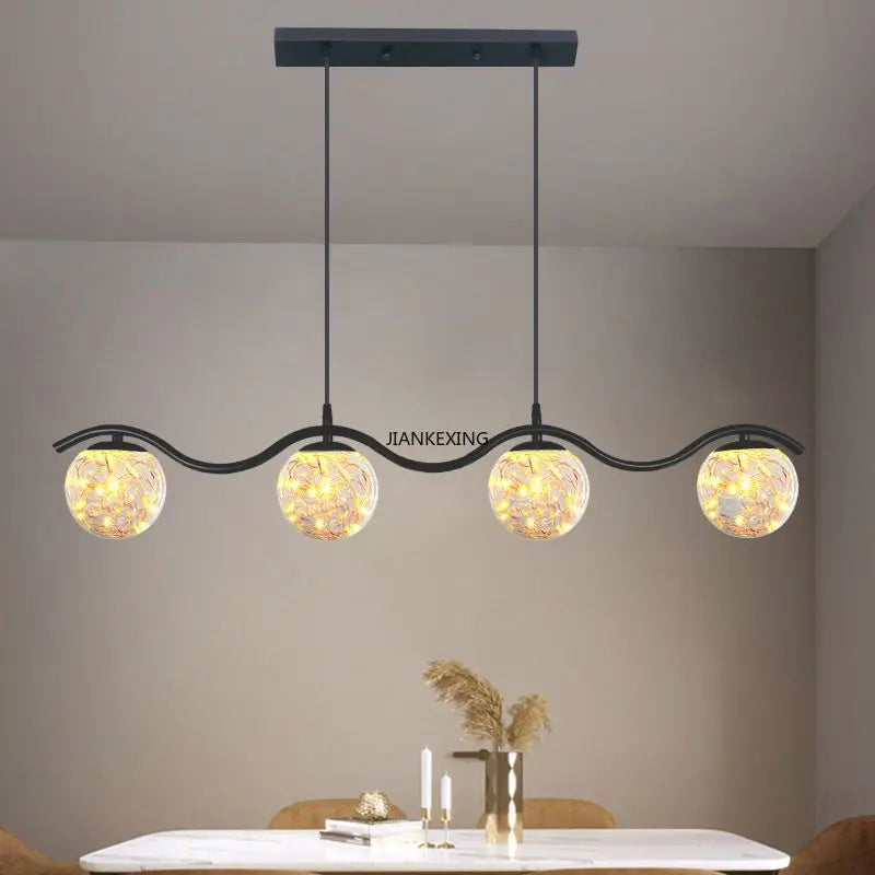 lustre moderne avec abat-jour en verre pour décoration maison - vue 4 sur 14