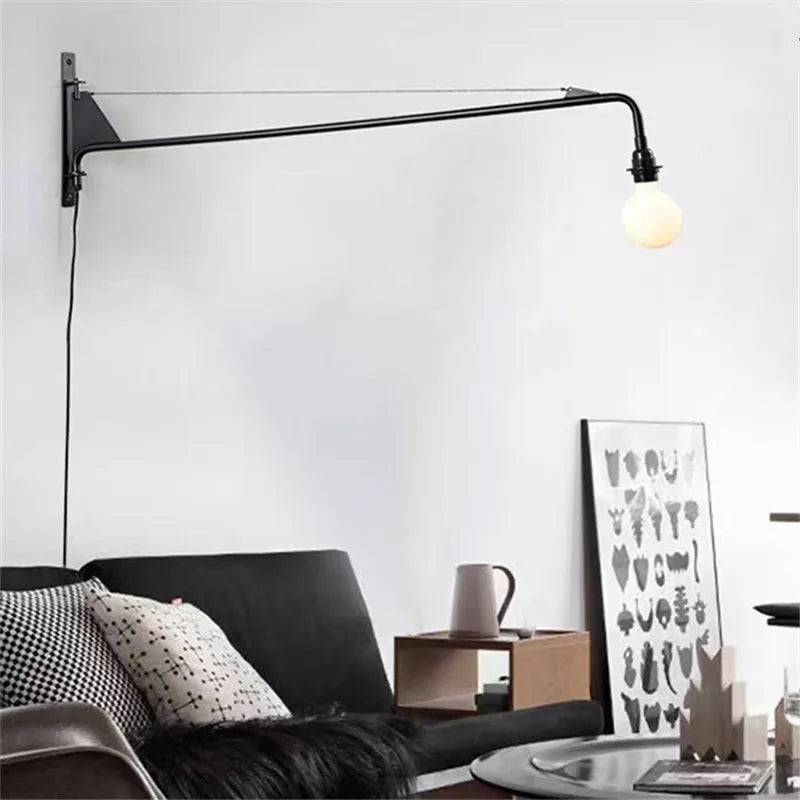 Vitra Potence Applique Loft Pays Américain Industriel Pipe Lumière Chevet Long Bras Swing Éclairage E27 Cuisine Décoration Murale Lumière