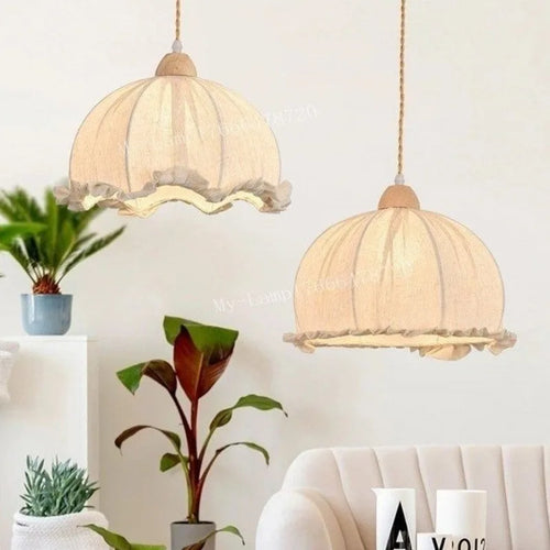 Lustre nordique en tissu de coton et de lin