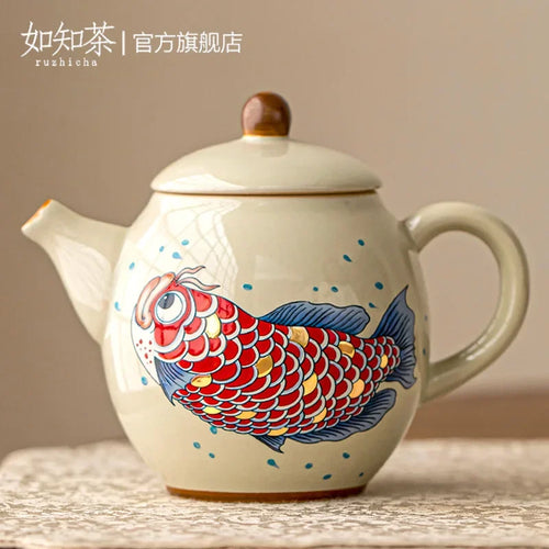 Théière chinoise céramique arowana style kung fu rétro