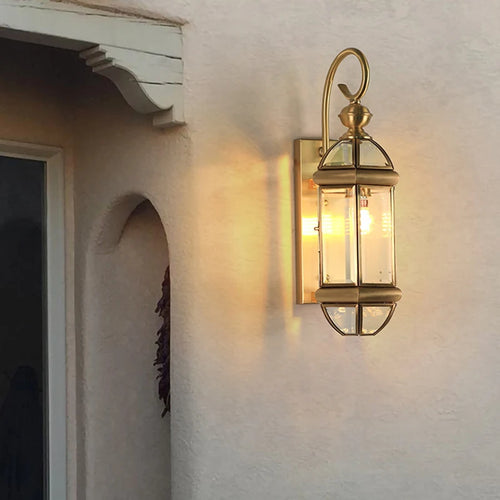 Applique extérieure Villa couloir or cuivre rétro luxe jardin extérieur mur jardin passerelle Simple balcon porte terrasse lampe - vue 4 sur 8