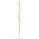 HOMCOM bamboo foot rack with 8 hooks for clothes Ø 37.8x175.6 cm Natural