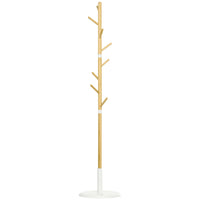 HOMCOM bamboo foot rack with 8 hooks for clothes Ø 37.8x175.6 cm Natural