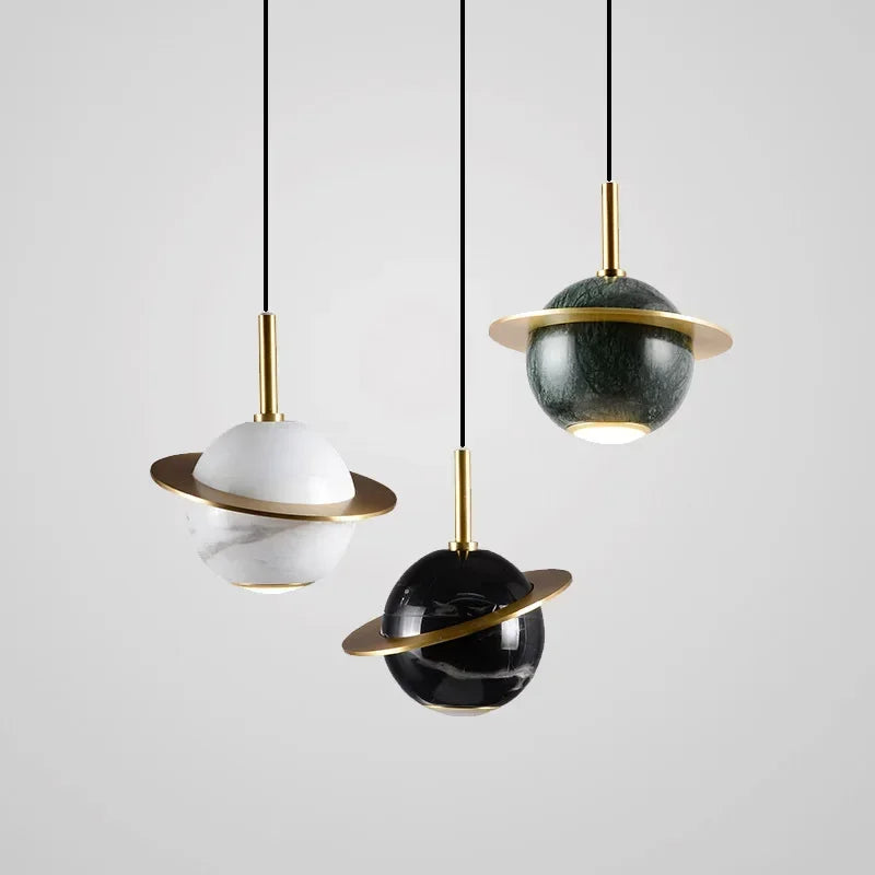 lustre circulaire en marbre naturel style nordique pour bars et restaurants - vue 6 sur 9