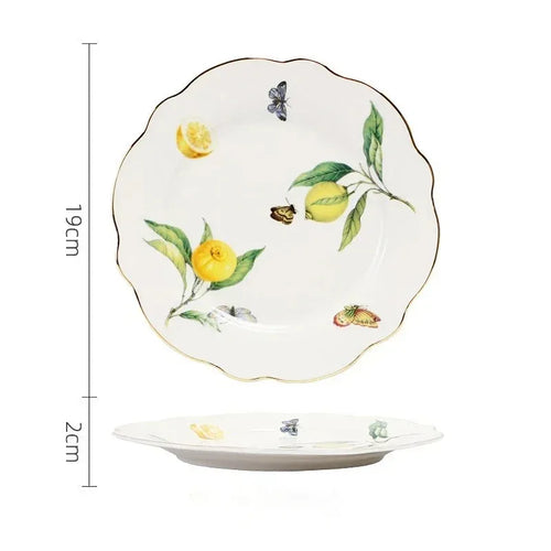 Assiette ceramique motif citron style europeen elegante table