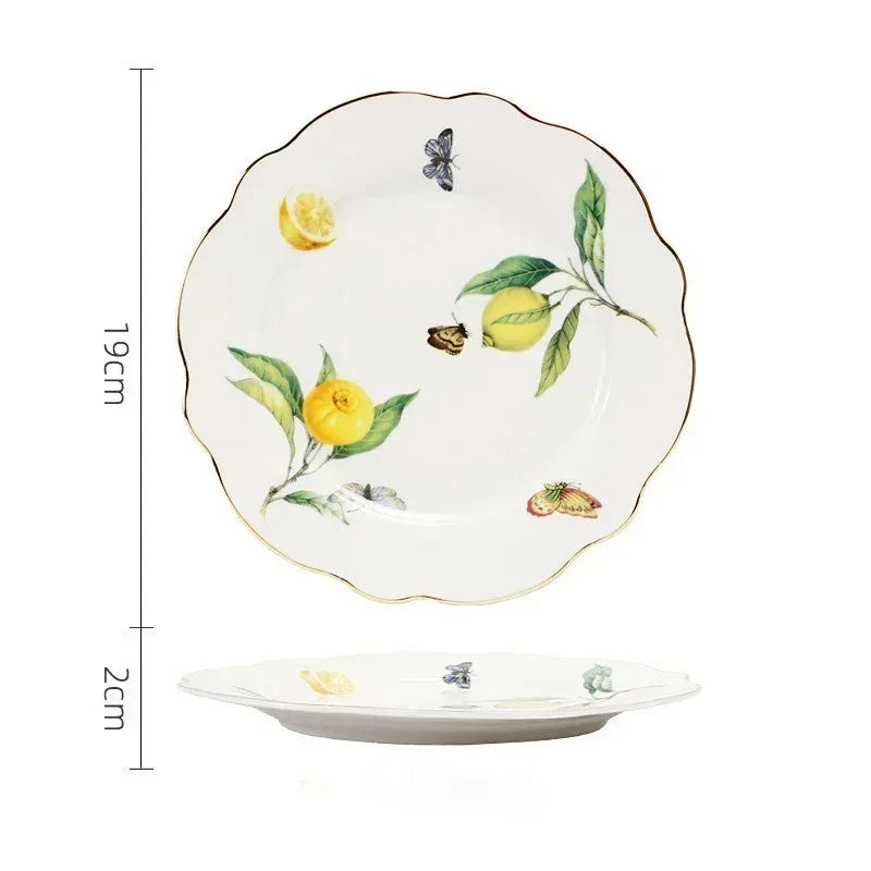 Assiette ceramique motif citron style europeen elegante table