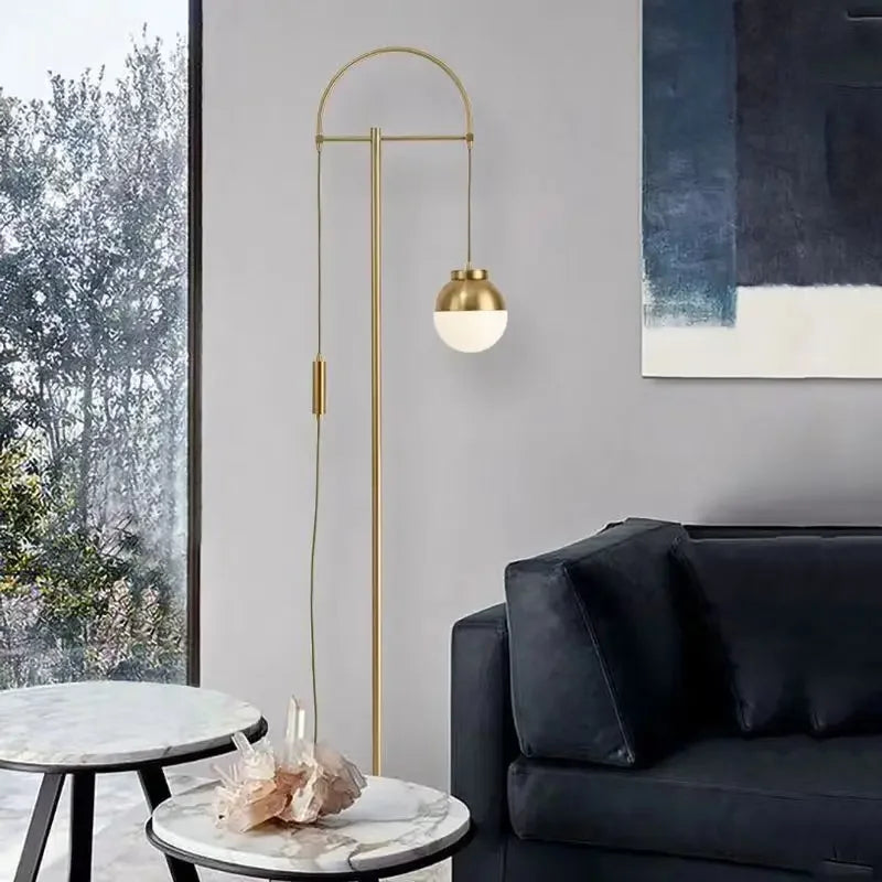 lampadaire rétro doré design nordique pour intérieur élégant - vue 4 sur 7