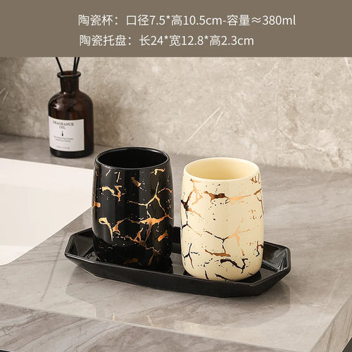 tasse en céramique marbrée haut de gamme pour couples décorative - vue 25 sur 26