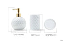 Nordic Bathroom, Dark Green Ceramic Embossed Shape, Soap Dispenser, Dish, Mouthwash Cup, Bathroom Supplies, Set