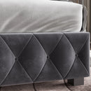Modern Velvet Upholstered Bed 180 x 200 cm, Bed with Padded Headboard, Bed for Bedroom and Guest Room, Velvet, Without Mattress