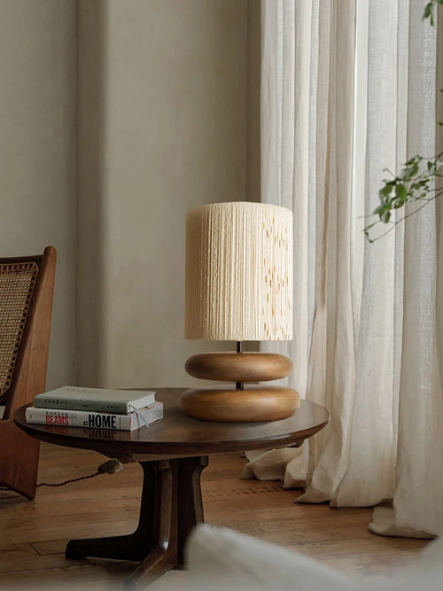lampe de table japonaise bois massif rétro - vue 4 sur 8