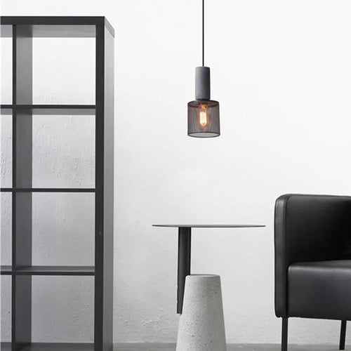 Lampe LED industrielle suspendue rétro à plusieurs têtes en ciment - vue 4 sur 15