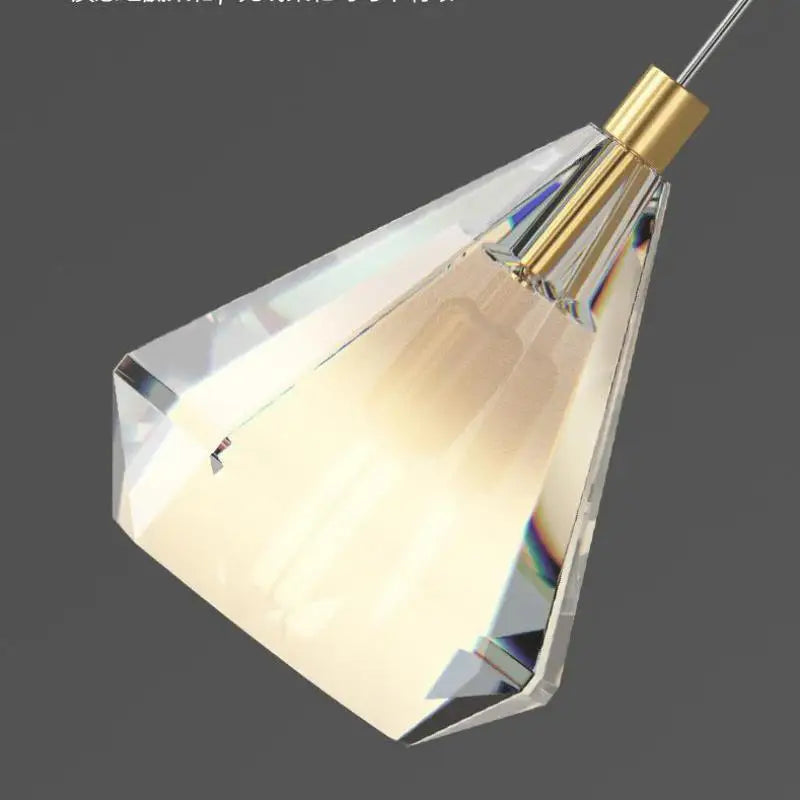 lustre en cristal diamant vintage en cuivre pour éclairage intérieur - vue 3 sur 8