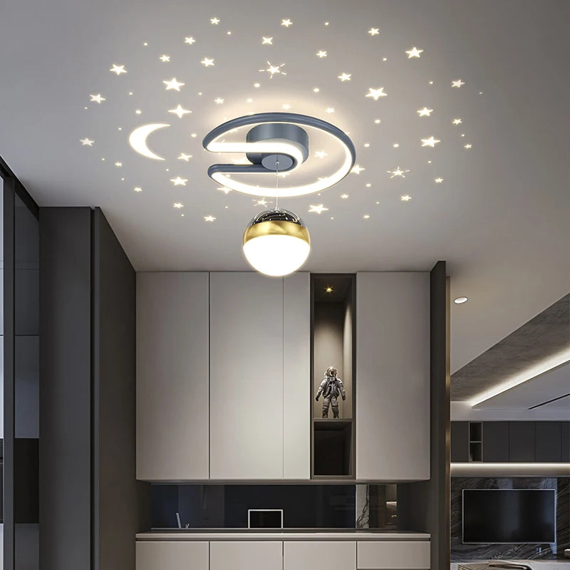 Noir gris 28W LED plafonnier pour couloir boule de verre nuances Foyer allée éclairage intérieur Luminaire Lustre effet étoile