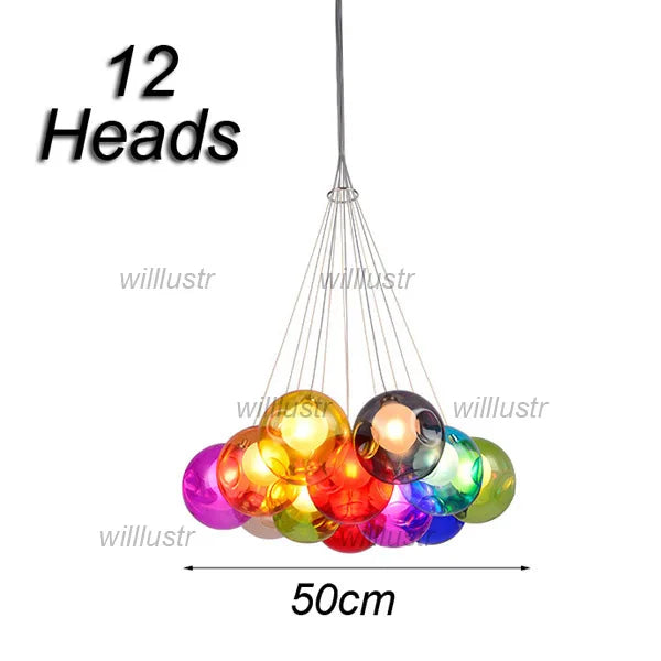 Mouth-blown glass pendant with colourful bubbles for hotel, boutique or nursery - vue 20 sur 24