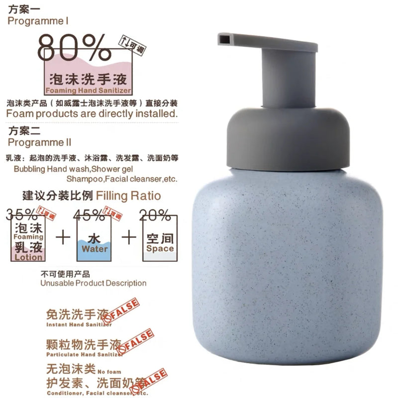 bouteille en céramique pour savon et gel douche portable