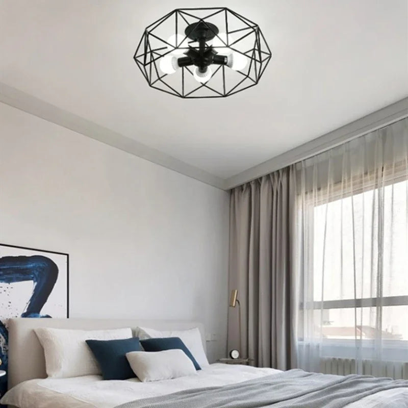 Hot Sale Multiple Heads Geometric Led Ceiling Lamp For Kitchen Item Living Room Bedroom Balcony Decorative Lighting Furniture - vue 7 sur 15