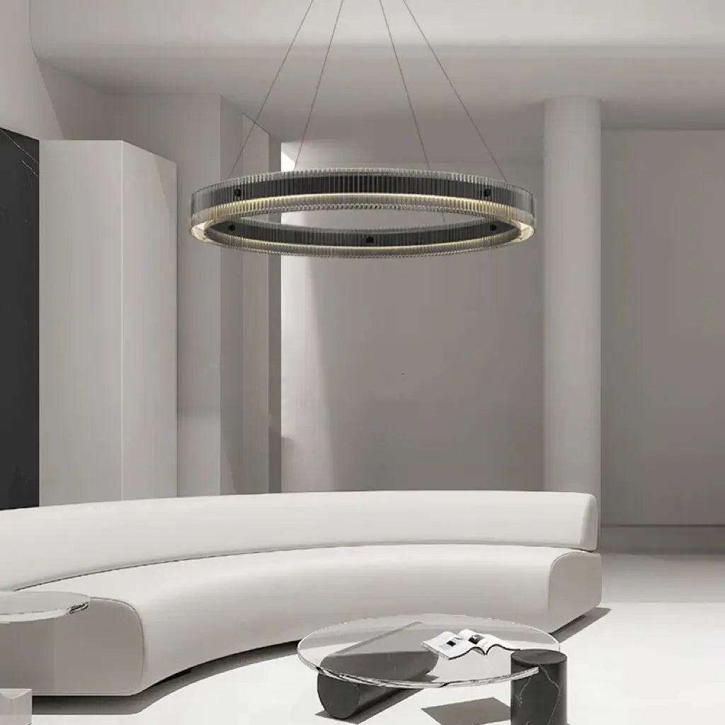 lustre nordique moderne en verre led de luxe - vue 4 sur 9