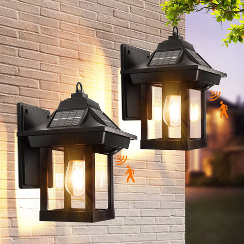 Applique murale lanternes solaires LED mouvement extérieur (lot de 2) - vue 2 sur 2