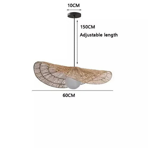 Wabi sabi style pendant light, rattan woven light, dining room home decoration, bedroom living room pendant light - vue 11 sur 15