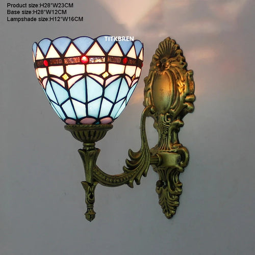applique murale fleurs turques abat-jour baroque en verre décoratif - vue 7 sur 17