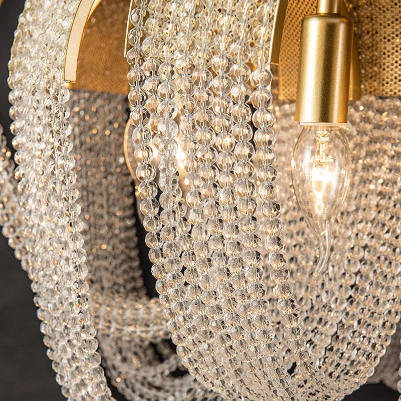lustre à led avec pompons en cristal pour décoration intérieure - vue 7 sur 10
