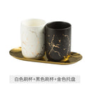 tasse de bain de bouche en marbre doré pour couple et accessoires