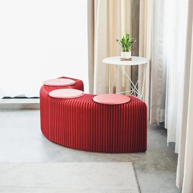 Creative and Environmentally Friendly Folding Retractable Low Stool, Fashionable Bench, Home and Restaurant, Paper Folding Chair - vue 7 sur 22