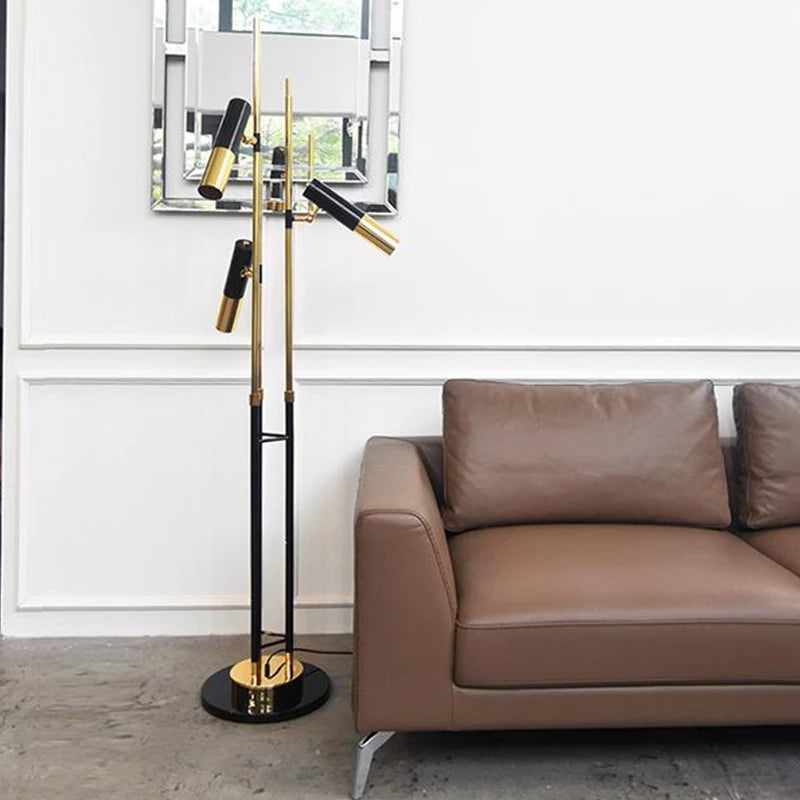 lampadaire minimaliste postmoderne en fer à trois têtes