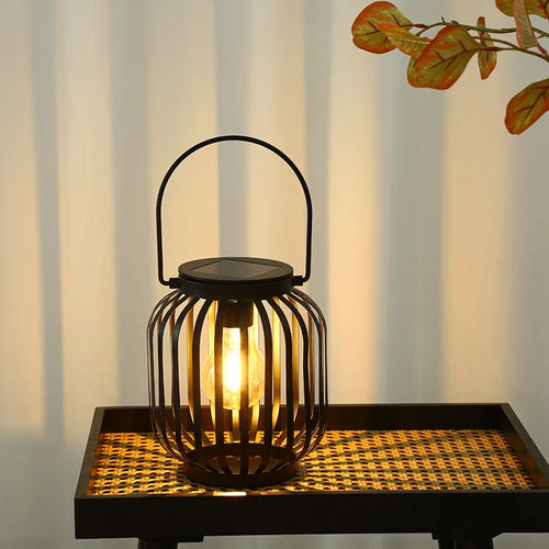 lampe de jardin solaire étanche en fer antique portable