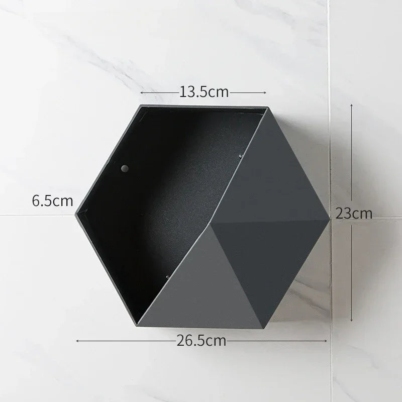 support mural en bois hexagonal pour livres et décorations - vue 8 sur 12