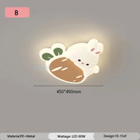 plafonnier lapin aux fraises pour chambre d'enfant décoration lumineuse