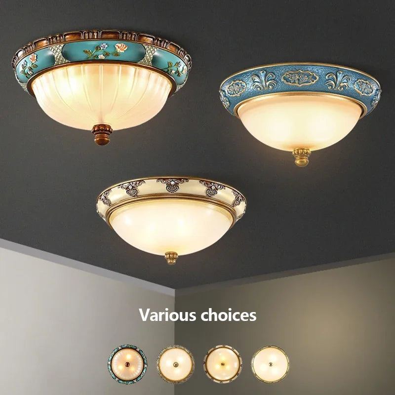 lampes de plafond led rondes design rétro en résine européenne