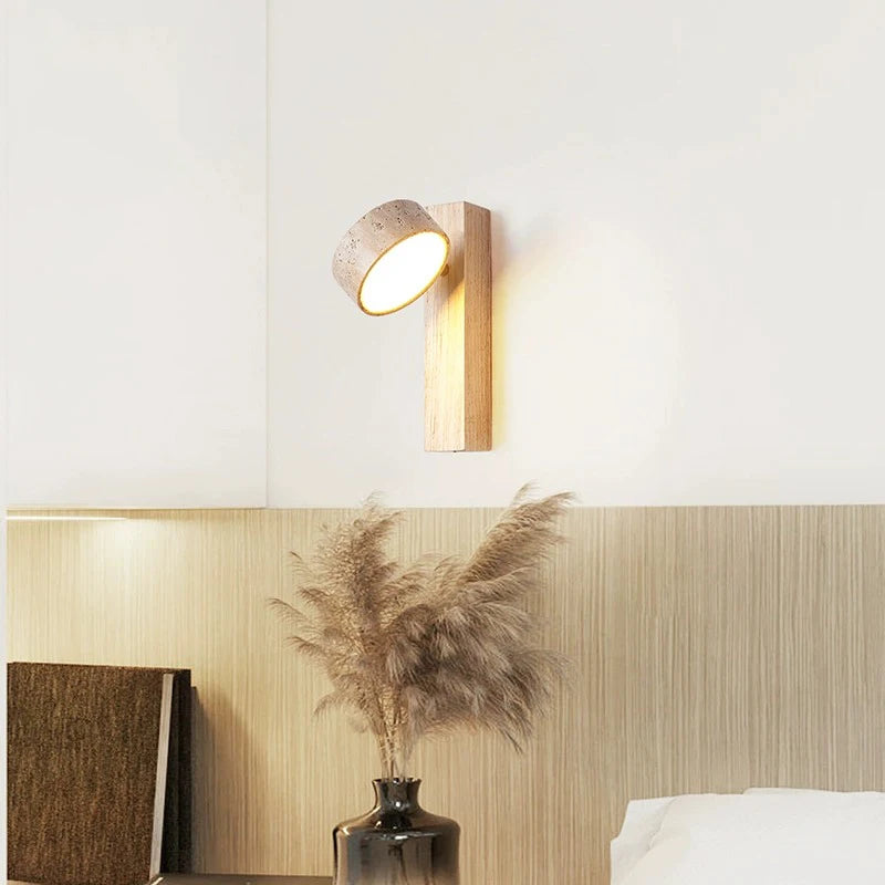 Applique murale bois noyer led rotatif tirer - vue 3 sur 9