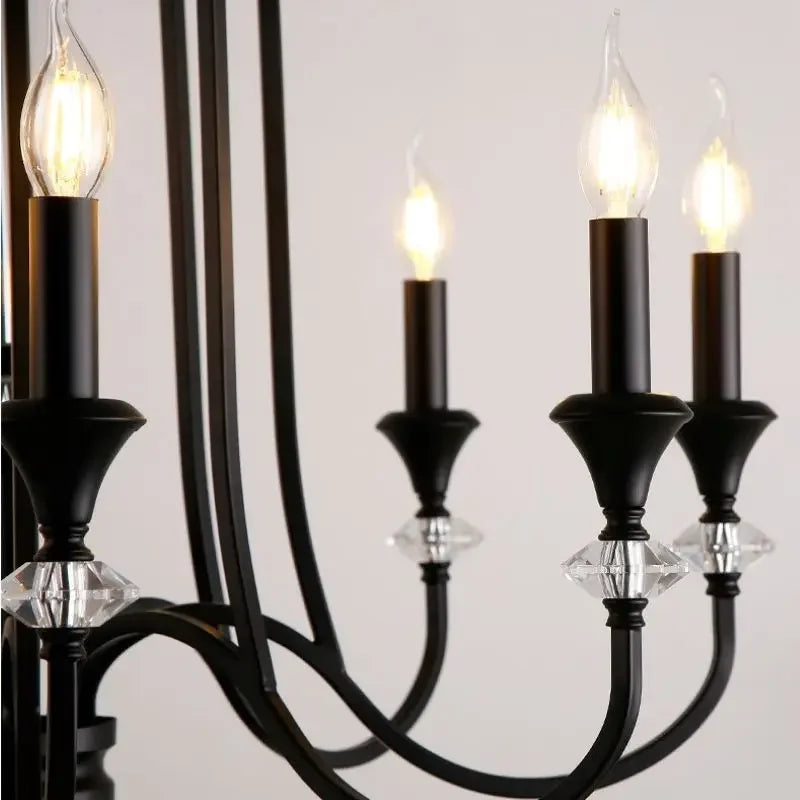 lustre rétro en cristal avec lampes led pour salon luxueux - vue 7 sur 14