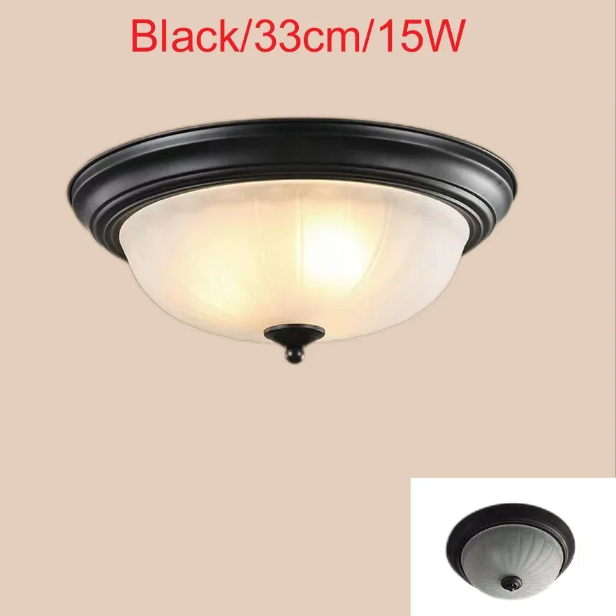 Plafonnier rond or/noir/Bronze plafonnier verre dépoli pour couloir salon cuisine LED lumineuse éclairage 110/220V - vue 11 sur 18