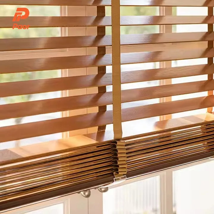 Store vénitien en bois horizontal réglable pour fenêtres - vue 3 sur 17